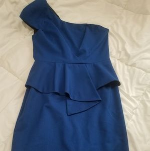 Black Halo Asymmetrical Blue Dress Sz 6 LA Made